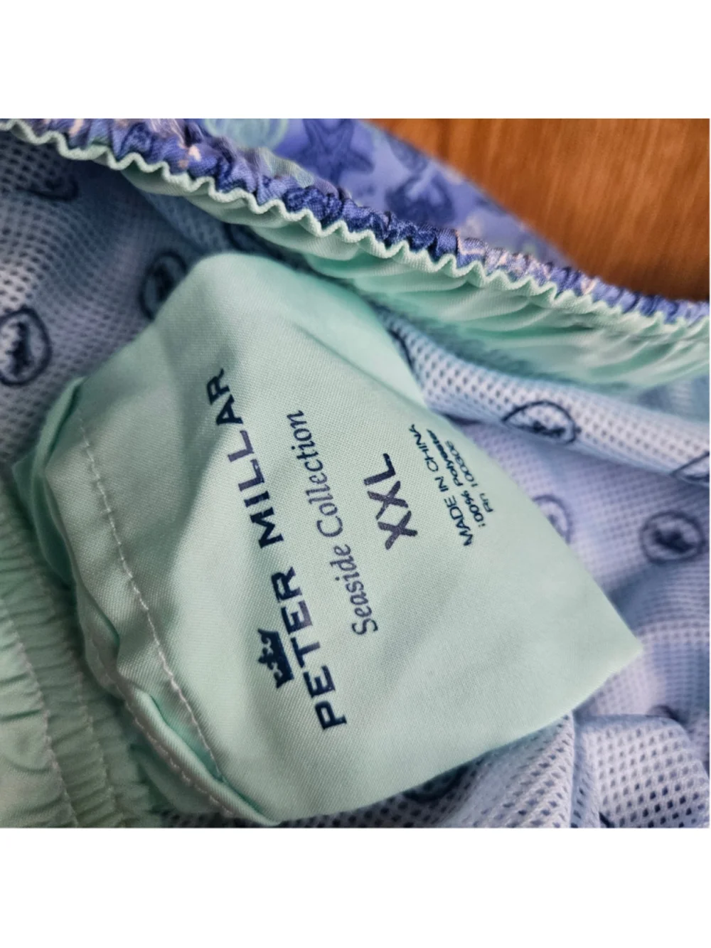 Peter Millar Seaside Collection Blue Ocean Sea Life AOP Swim Shorts Mens XXL